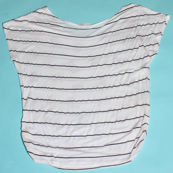 Black and White Striped Skull Bones Shirt Off Shoulder - Picture 4 of 5